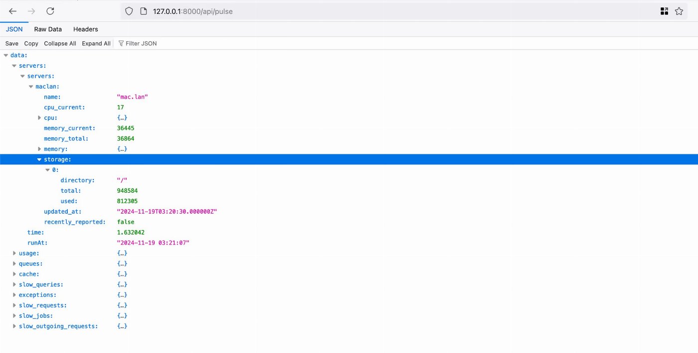 Pulse metrics returned as JSON by the Pulse API endpoint